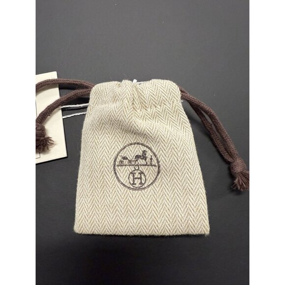 Hermès H Mini Hoop Earrings Gold & White Enamel With Drawstring Pouch - Picture 4 of 9